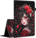 Case for Amazon Fire HD 10 Tablet (9th/7th/5th Generation2019/2017/2015 Release) Multi-Angle Smart Stand Cover Auto Sleep/Wake for Fire 10.1 InchRose Girl Skull
