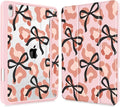 Mektron Printed Case for iPad mini 7 (A17 Pro) 2024/ Mini 6 2021 iPad mini 7th/6th Generation 8.3-inch Liquid Retina Display Cover Buit in Pencil Holder with Clear Back Shell Leopard Bows