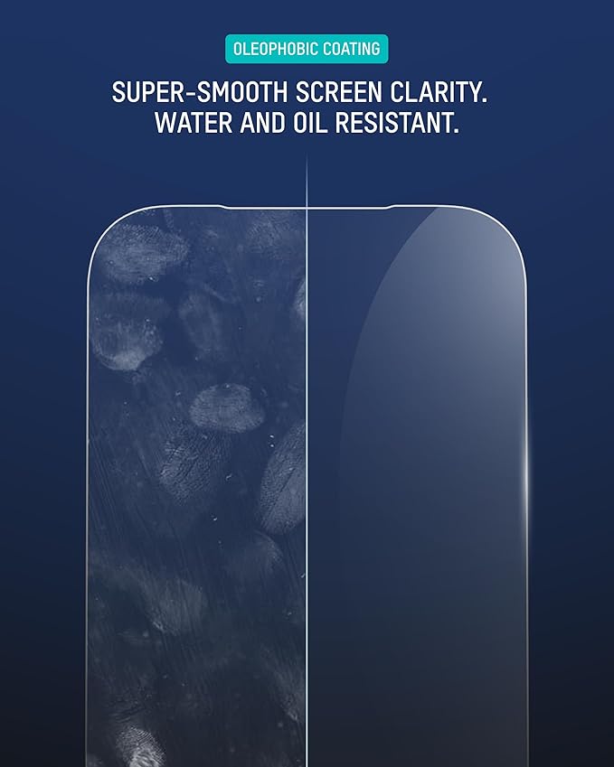 Mous Anti-Blue Light Screen Protector Compatible with iPhone 17 Pro HD Clear Blue Light Eye Protection Shatterproof Tempered Glass with Easy Installation Tool
