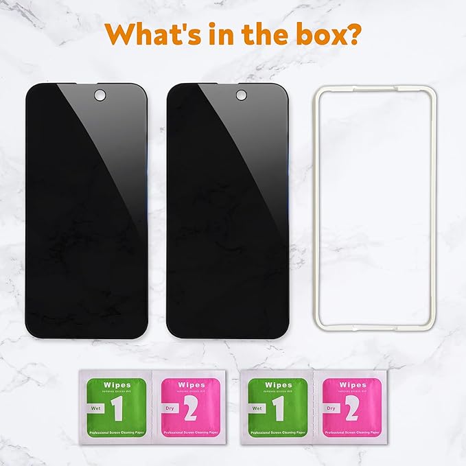 Slapback Premium Privacy Screen Protector for iPhone 14 Pro Max [2-Pack] [6.7 inch Display] Anti-Spy 28 Degree Blackout 9H Hardness Full Coverage Tempered Glass Easy Install Frame Case-Friendly