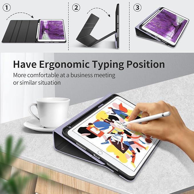 H HOLIMET Case for iPad Air 3rd Generation/iPad Pro 10.5 inch with Pencil Holder Soft TPU Stand Smart Cover Auto Wake/Sleep Stand for 10.5 iPad Air 3 2019 / iPad Pro 2017 (Purple)