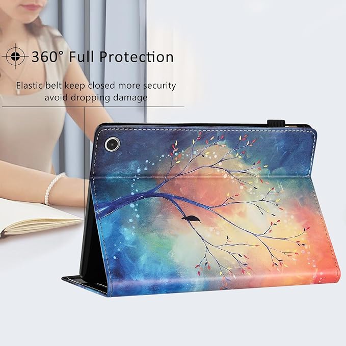 Case for Amazon Kindle Fire Max 11 Tablet (13th Generation2023 Release) 11 with Pencil Holder &amp Folio Stand Magnetic Smart PU Leather Shockproof Cover [Auto Sleep Wake] Oil Painting Tree