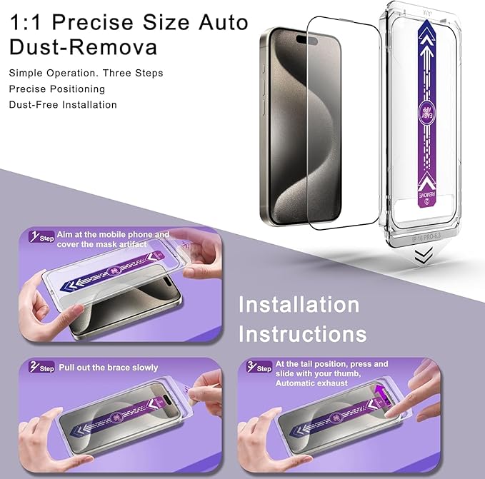 Screen Protector for iPhone 17 Pro Max 6.9-Inch 2 Pack 9H Tempered Glass HD Clear Full Cover Anti-Fingerprint Easy Installation