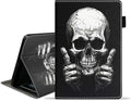 Case for Amazon Fire HD 10/HD 10 Plus Tablet 10.1 (13th/11th Generation 2023/2021 Release) Slim PU Leather Cover with Card Slot &amp Auto Wake/Sleep Funny Skull