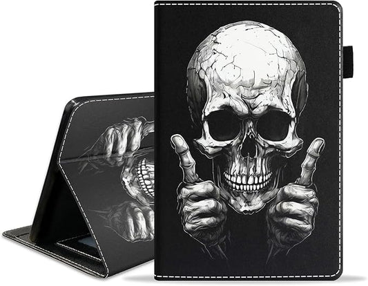 Case for Amazon Fire HD 10/HD 10 Plus Tablet 10.1 (13th/11th Generation 2023/2021 Release) Slim PU Leather Cover with Card Slot &amp Auto Wake/Sleep Funny Skull