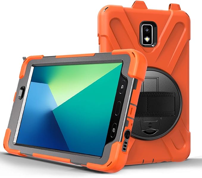Case for Samsung Galaxy Tab Active 2 8.0 T390 T395 T397 Military Grade [15 ft Drop Tested] Full-Body Shockproof Protective Cover with 360° Rotation Stand Hand Strap &amp Pencil Holder