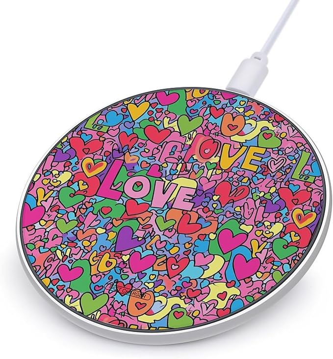 Valentine's Day Stacked Love Heart Phone Charger Magnetic Charging Pad Anti-Slip with USB Cable