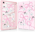 Mektron Case for Samsung Galaxy Tab S6 Lite 10.4 Inch 2024/2022/2020 with S Pen Holder Multi-Angle Viewing with Shockproof Cover Clear Shell + Trifold Stand + Auto Wake/Sleep Pink Bows-Rabbits
