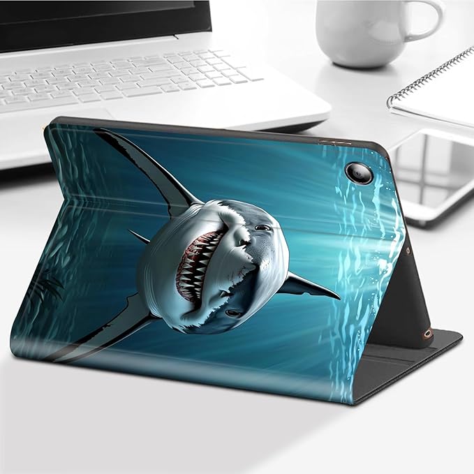 for Amazon Fire HD 8 Tablet Case (12th/10th Generation 2024/2022/2020 Release)-Slim PU Leather Adjustable Stand Smart Cover with Auto Wake/SleepShark