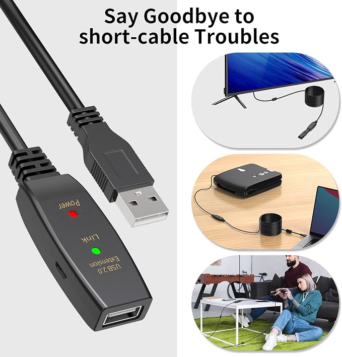 USB 2.0 Extension Cable Black