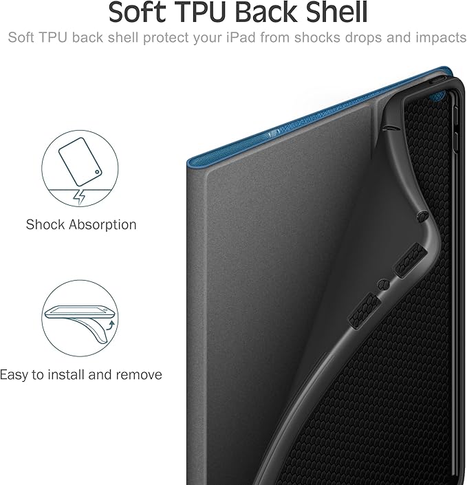 KingBlanc Case for iPad Air (3rd Generation) 10.5 2019 / iPad Pro 10.5 inch 2017 Case with Apple Pencil Holder Vegan Leather Smart Cover Auto Sleep/Wake Multi-Angle Folding Blue