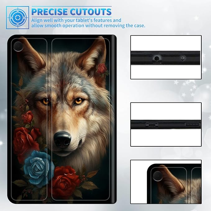 Blue Red Rose Wolf
