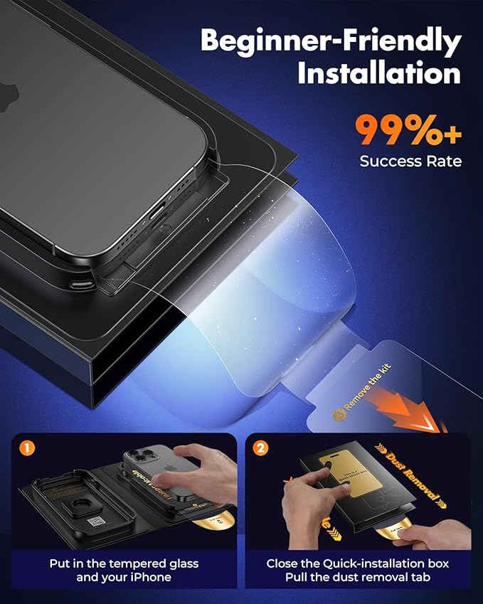 UNBREAKcable iPhone 16 Pro Screen Protector [3-Pack] Tempered Glass with Auto-Align Tech for Easy Install 9H+ Hardness Anti-Fingerprint Ultra-Clear Full-Coverage Protection 6.3-Inch
