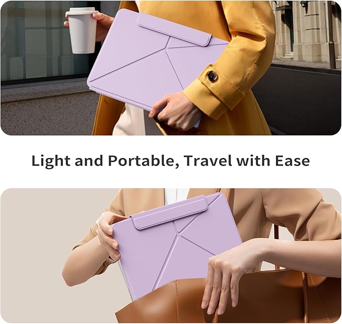 kenke Case for iPad Air 11 Inch M4/M3/M2 (2026/2025/2024) iPad Air 5th/4th Generation 10.9 Inch (2022/2020) with Clasp Slim Multi Angle Stand Cover with Pencil Holder Magnetic Back Light Purple