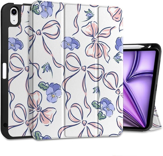 DONGKE for iPad Air 11 Inch Case M4 2026 / M3 2025 / M2 2024 &amp iPad Air 5th 2022 / 4th Gen 2020 10.9 Inch Ultra Thin Soft TPU Back Cover with Pencil Holder Support Auto Wake/Sleep Pansies Flower