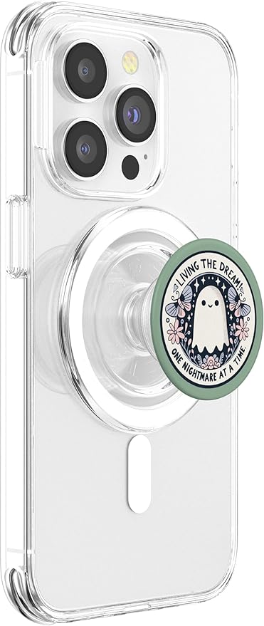 Spooky Ghost Dark Humor Living The Dream Bookish Reading PopSockets PopGrip for MagSafe