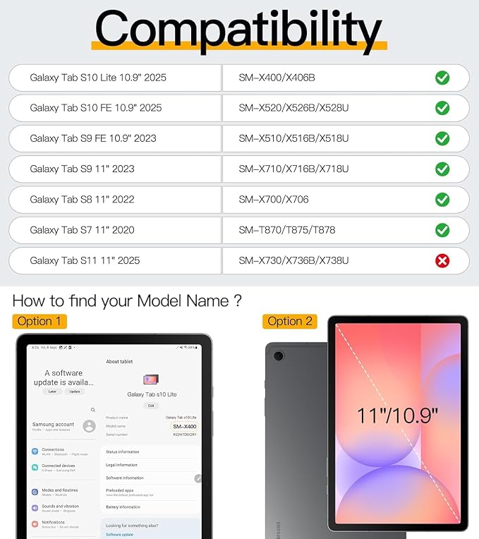 S10 Lite/S10 FE/S9 FE/Tab S9/S8/S7-Black