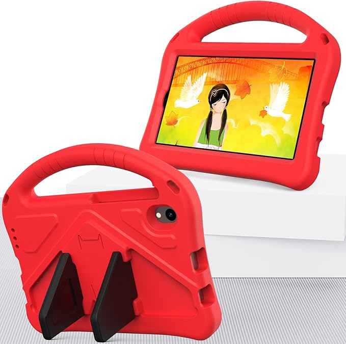 Compatible with Walmart Onn 11 Inch Pro 2024 Model 100146660 Lightweight Soft EVA Bumper Case with Adjustable Strap Stand &amp Handle Drop Protection Case for Kids (Red)