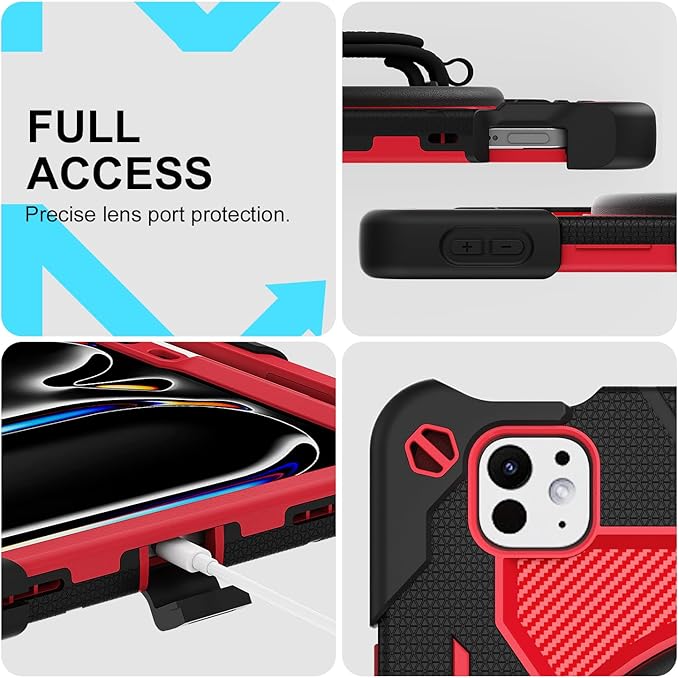 iPad Pro 11 inch Case 1st-4th Gen (2022/2021/2020/2018) Full-Body Shockproof Protective Cover with 360° Rotating Stand for Kids Also for iPad Air 11 inch Case M2 2024 6th Gen Pencil Charge