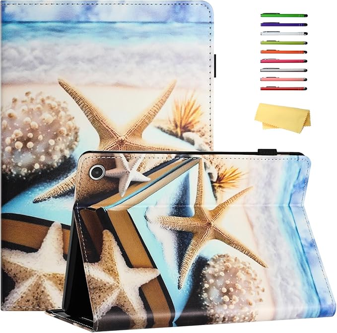 Case for Amazon Kindle Fire Max 11 Tablet (13th Generation2023 Release) 11 with Pencil Holder &amp Folio Stand Magnetic Smart PU Leather Shockproof Cover [Auto Sleep Wake] Beach Starfish