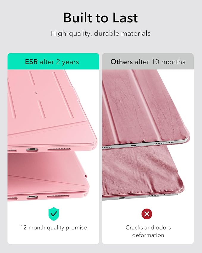 ESR for iPad Pro 11 Inch Case (M5/M4) 2025/2024 Vertical Stand Cover Multi Stand Angles Ultra-Stable Case with Pencil Holder Flip Series Pink