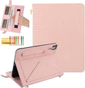 Dteck for iPad Air 13 2024 &amp iPad Pro 12.9 CaseLabyrinth Pattern PU Leather Kickstand Case with Pencil Holder Shoulder Hand Strap Card Pocket Shockproof Protective Magnetic Wallet CasePink