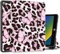 Mektron Designed Printed iPad 10.2 Case 9th Gen (2021)/ 8th Gen (2020)/ 7th Gen (2019) with Pencil Holder Slim Protective Case with Soft TPU Back for iPad 10.2 Inch Leopard Pink Butterfly