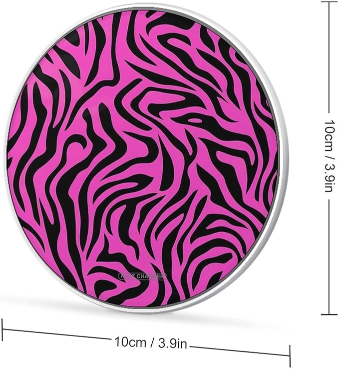 Rose Red with Black Stripes Fast Portable Charger 10W Funny Graphic Phone Charging Pad with USB Cable