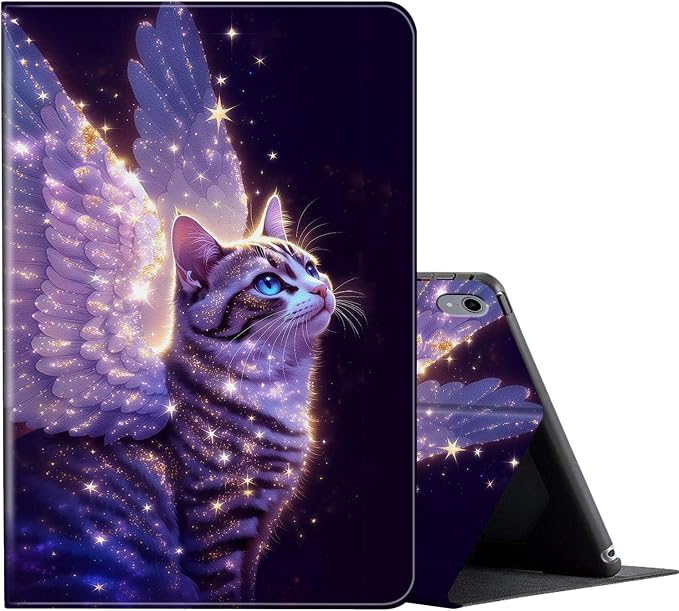 Galaxy Angel Cat Glitter Art