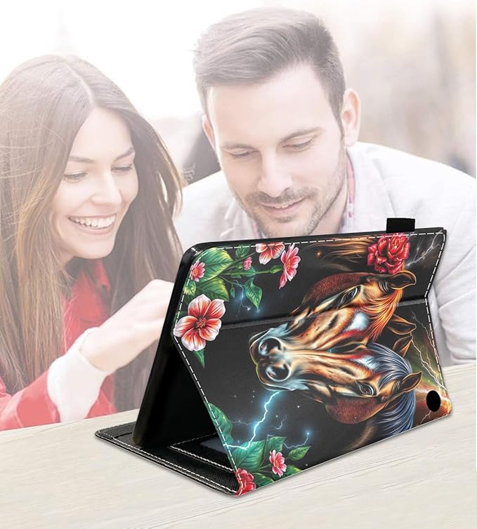 Case for Amazon Fire HD 10/HD 10 Plus Tablet 10.1 (13th/11th Generation 2023/2021 Release) Slim PU Leather Cover with Card Slot &amp Auto Wake/Sleep Horse