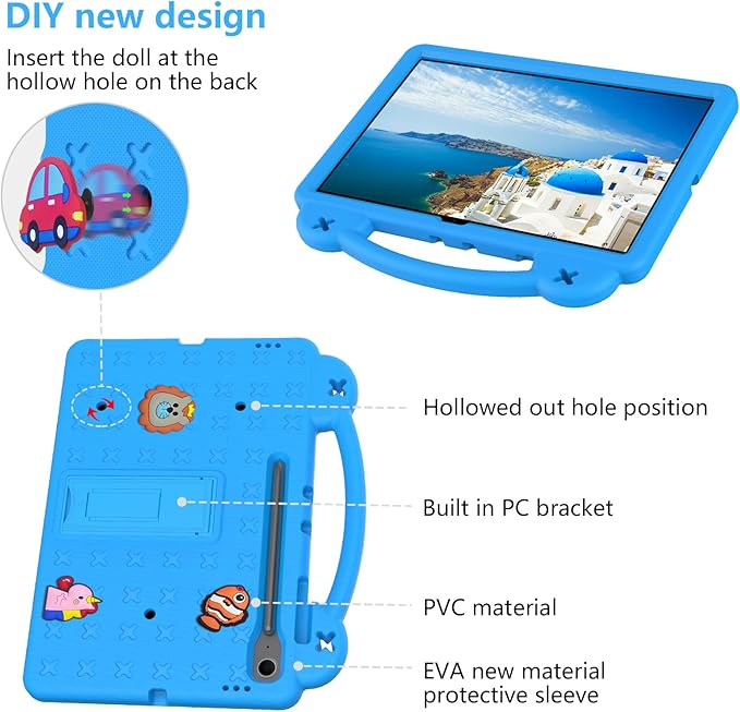Compatible with Samsung Galaxy Tab S11 X730/X736 2025 11 inch Tablet Case Kids Friendly Universal Lightweight Shockproof Protective Case with Shoulder Strap &amp Stand Handle Sky Blue