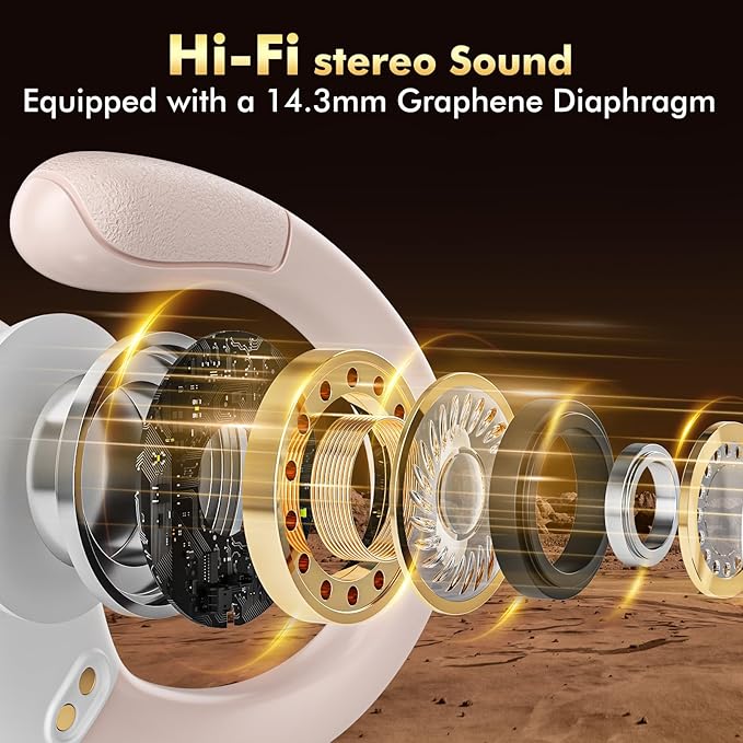 Wireless Earbuds Sports Bluetooth Headphones 80Hrs Playtime Ear Buds with LED Power Display Noise Canceling Headset IPX7 Waterproof Earphones for Workout/Running（Rose Gold）