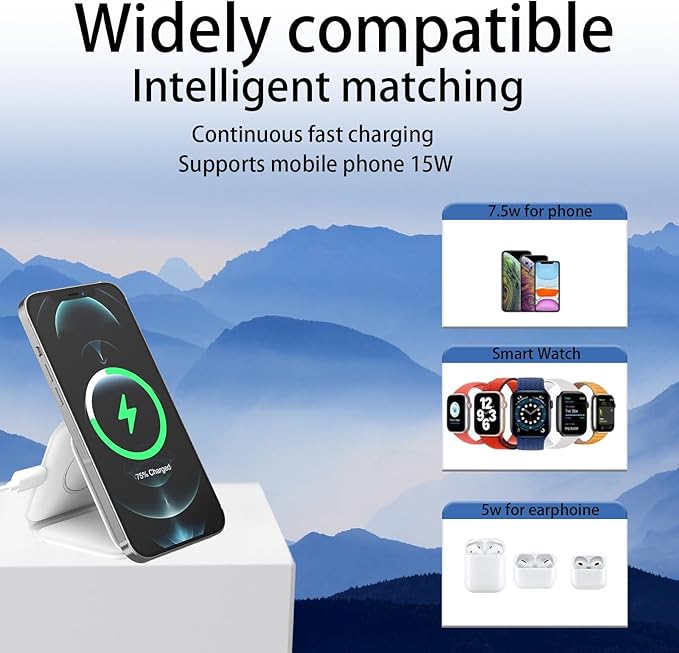 3 in-1 Charging Station for Apple Multiple DevicesFoldable Magnetic Wireless Charger PadTravel Charging Station for iPhone15 14 13 12 Series Watch &amp AirpodsPro/3/2