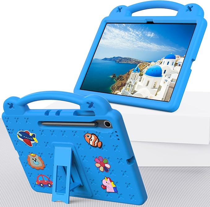 Compatible with Samsung Galaxy Tab S11 X730/X736 2025 11 inch Tablet Case Kids Friendly Universal Lightweight Shockproof Protective Case with Shoulder Strap &amp Stand Handle Sky Blue