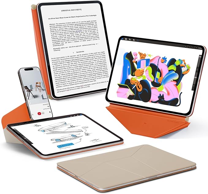 MOFT Dynamic Folio Case for iPad Pro 11 (4th 2022 | 3rd 2021 | 2nd 2020) Slim Magnetic Stand Case with 20+ Viewing Angles Auto Wake/SleepBeach White x Terracotta