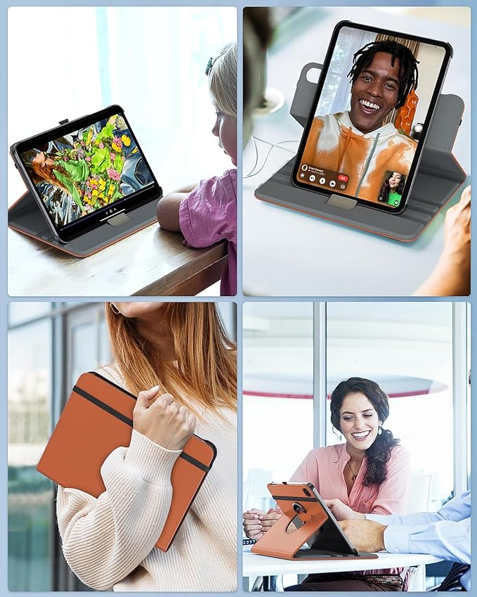 TiMOVO Rotating Case for iPad Air 11 inch M3/M2 (2025/2024) iPad Air 5th/4th Generation 2022/2020 90 Degree Rotating Protective Stand Cover for iPad Air Case Brown