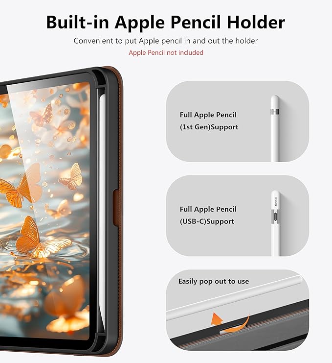 DTTO for iPad mini 7 (A17 Pro) Case iPad mini 7th / 6th Generation Case (2024/2021) 360 Degree Rotating Premium Leather Folio Stand Cover with Pencil Holder Grey
