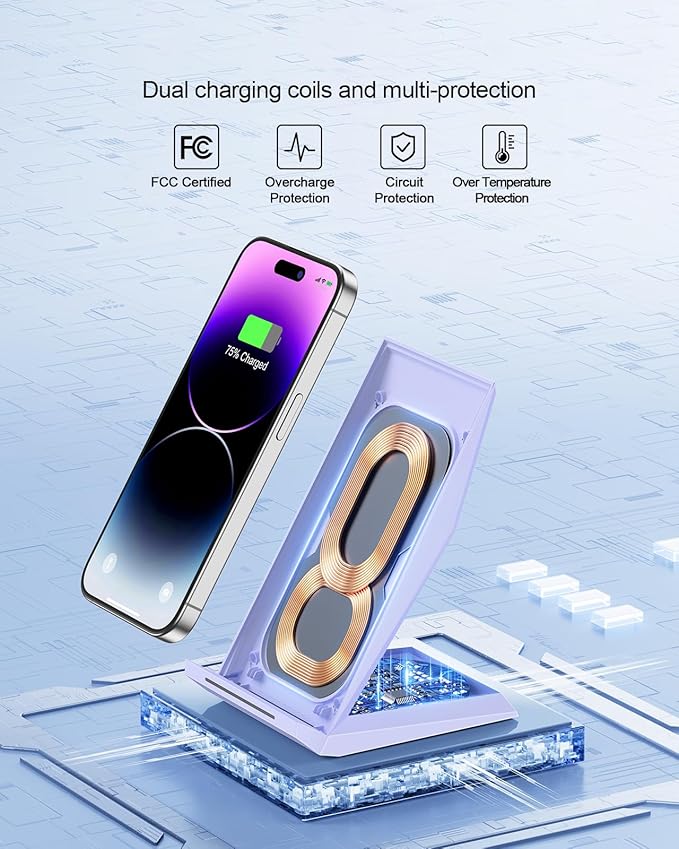 Fast Wireless Charger 2 Pack - NANAMI Wireless Charging Stand for iPhone 17/17 Air/16/15/14/13/12/12 Pro Max Phone Charger Dock Compatible with Samsung Galaxy S26/S25/S24/S23/S22/S21Pixel 6/5