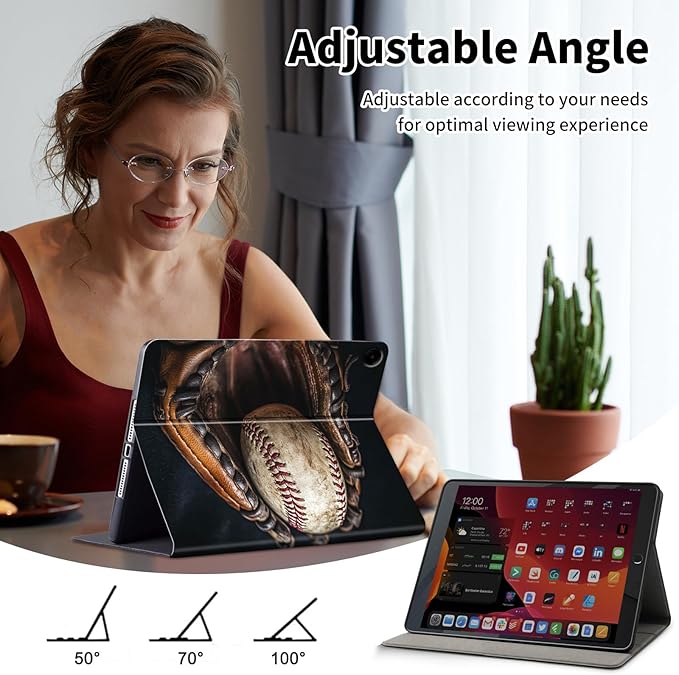 Case for Galaxy Tab A9+/A9 Plus 11 inch 2023 2024Slim Leather Multi-Angle Stand Folio Cover Auto Wake/Sleep for Samsung Galaxy Tab A9 Plus Tablet SM-X210/X216/X218Retro Baseball