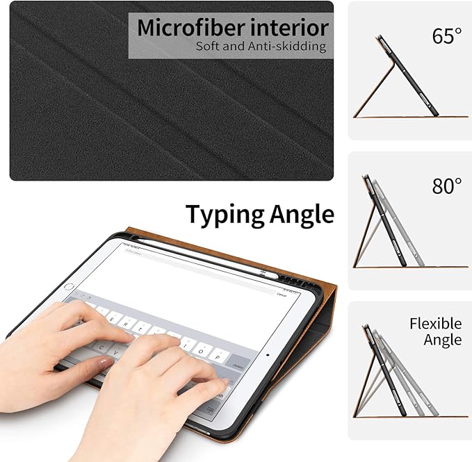 H HOLIMET Case for iPad 9th/8th/7th Generation 2021/2020/2019 10.2 Inch with Pencil Holder Soft TPU Back Smart Cover Auto Wake/Sleep