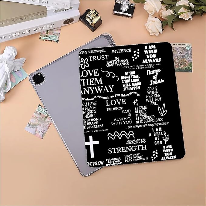 Christian Quotes Case Compatible with IPad 9th 8th 7th Generation 10.9 Inch 2021/2019/2018Funny Cover with Trifold Stand + Pencil Holder for Boys GirlsiPad Pro 13inch 2024