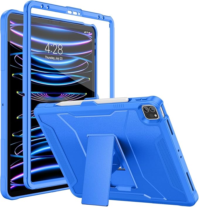 Soke Case for iPad Pro 12.9 Inch 6th/5th/4th Generation(2022/2021/2020 Release) Rugged Shockproof Protective Cover with Built-in Kickstand for Apple iPad Pro 12.9 - Klein Blue