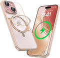 MAGIC JOHN for iPhone 15 Case 360° Rotatable Magnetic Invisible Stand Fit for MagSafe 15 Phone Case 16FT Military Grade Shockproof for iPhone Case with Kickstand Rose Gold