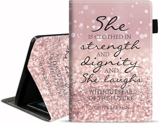 Case for All-New Kindle Fire HD 10/Fire HD 10 Plus Tablet 10.1 inch (11th Generation 2021 Released) - Bible Verse Proverbs 31:25 Design Slim PU Leather Cover with Auto Sleep Wake
