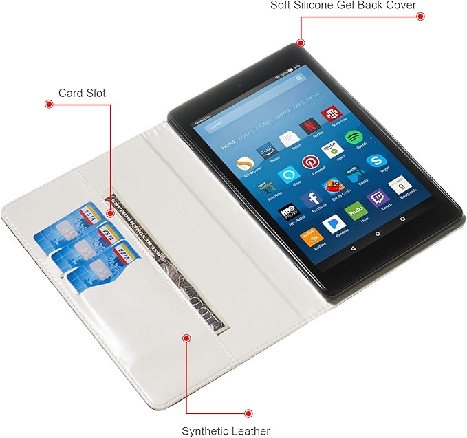 Dteck for Fire HD 8 Tablet Case (8th/7th/6th Generation-2018/2017/2016 Release) 8 Lightweight Folio Fold Case with Card Slots &amp Stand Function PU Leather Protective Cute Cover Blue Butterfly