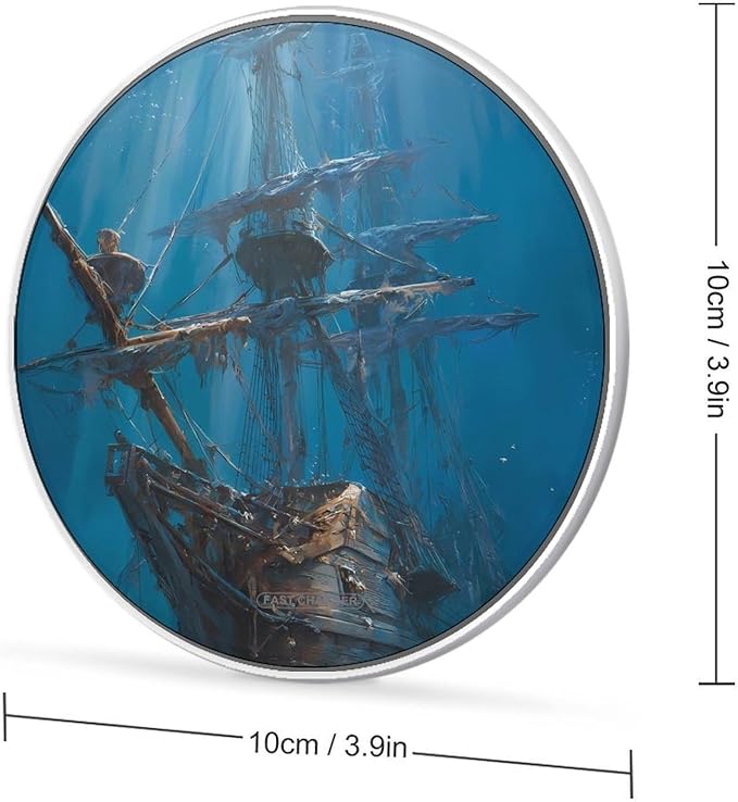 Deep Sea Shipwreck Ancient Pirates Ship Phone Charger Magnetic Charging Pad Anti-Slip with USB Cable