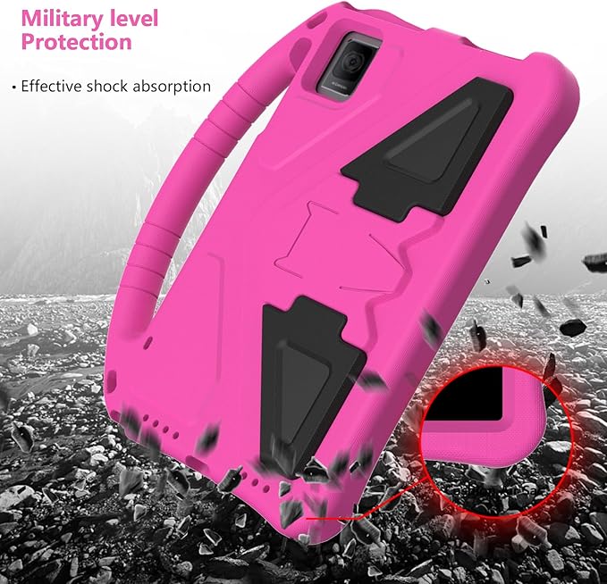 Kids Case for T-Mobile Revvl Tab 5G 2023 Model 10.36 Inch Soft EVA Handle Stand Shockproof Lightweight Children Friendly with Shoulder Strap Cover Case for Revvl Tab 5G Rose