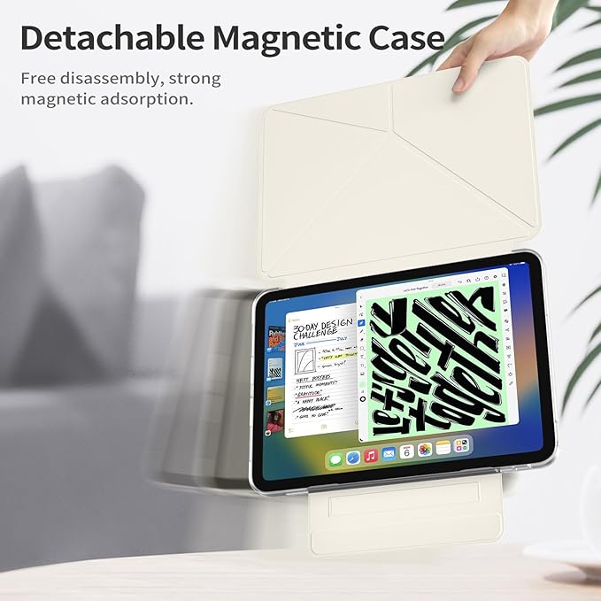 kenke Case for iPad Air 11 Inch M4/M3/M2 (2026/2025/2024) iPad Air 5th/4th Generation 10.9 Inch (2022/2020) with Clasp Slim Multi Angle Stand Cover with Pencil Holder Magnetic Back Cream White