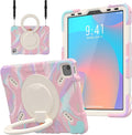 Pepkoo Triple Shockproof Case for iPad Air 5th/4th Generation 10.9 inch 2022/2020 and iPad Pro 11 Case Kids Boy Girl Cover with Kickstand Shoulder Strap (M-Pink)