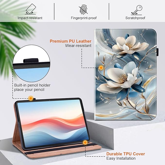 Case for Amazon Fire Max 11 Tablet (13th Generation 2023 Release)Cover with Multi-Angle Stand and Pen HolderMetal Flower
